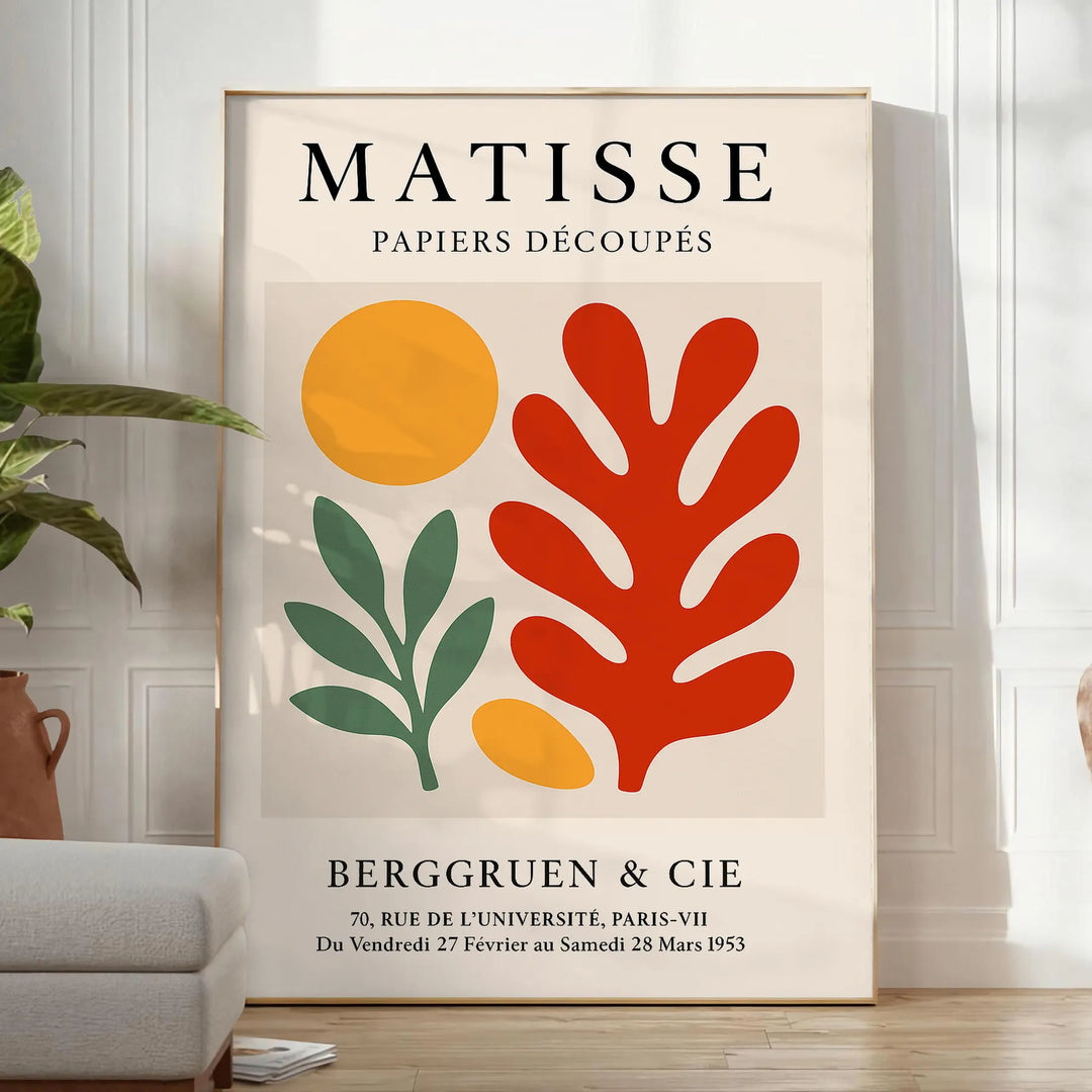 Poster showing Matisse Papiers Découpés green and orange cut-paper collage