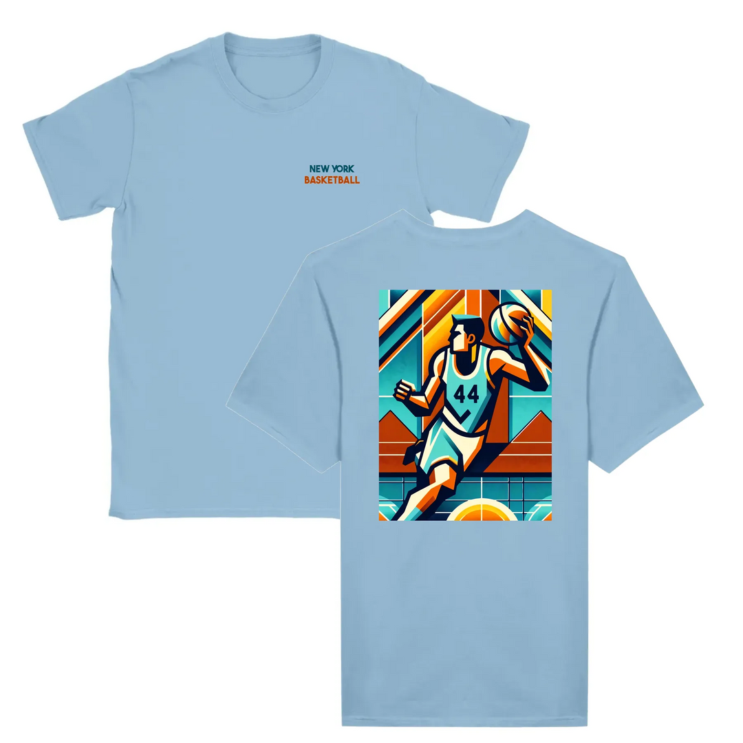 T-shirt con una grafica dinamica di basket in colori vivaci