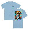 T-shirt con una grafica dinamica di basket in colori vivaci