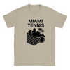 T-shirt featuring a graphic of a tennis player in action against a Miami skyline