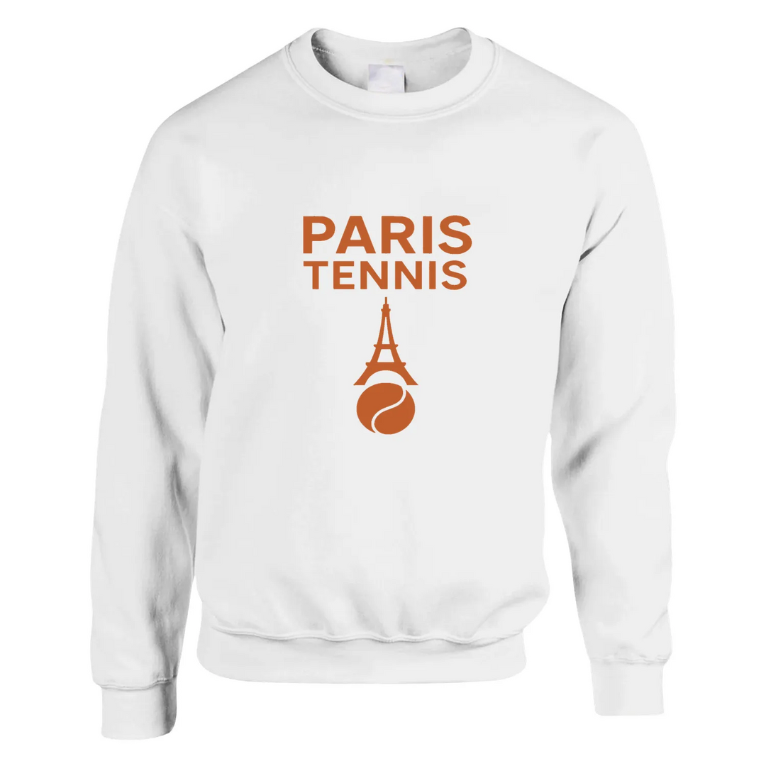 Crewneck sweater featuring a graphic of tennis in Paris