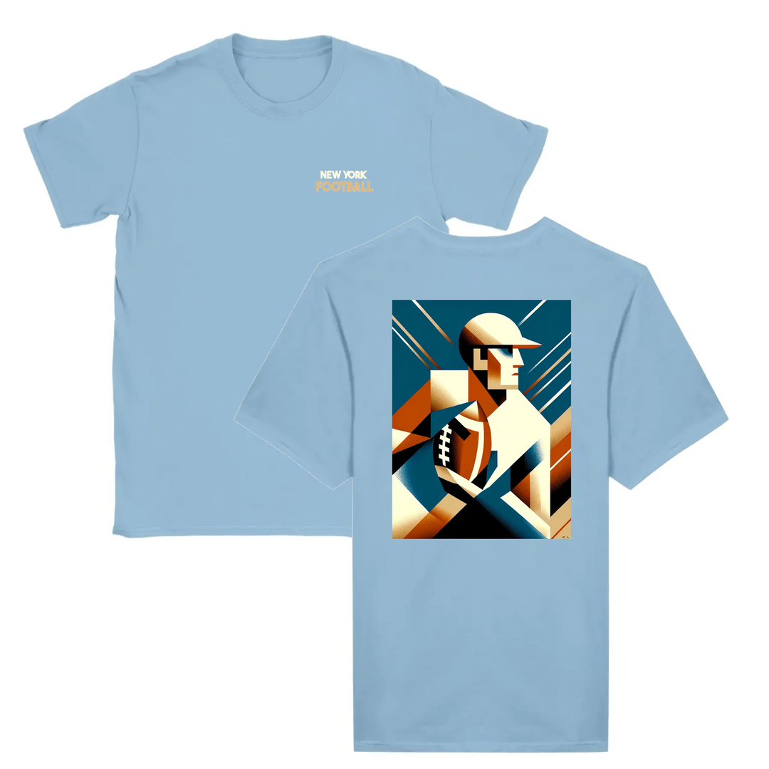 T-shirt featuring a graphic of an American football and player silhouette