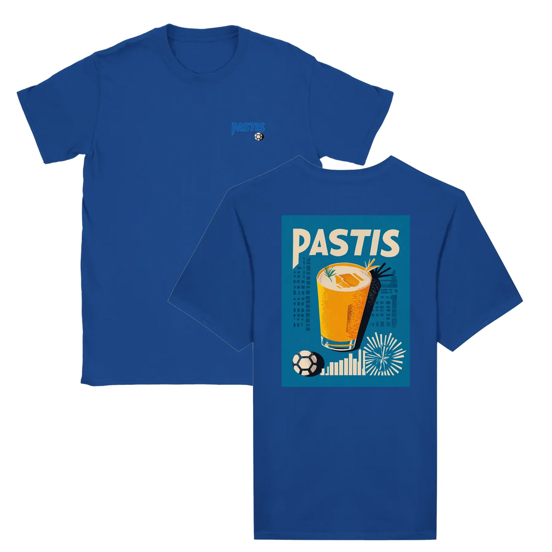 T-shirt med en grafik av en Pastis-cocktail och texten Marseille