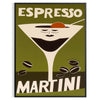 Illustrazione di un cocktail Espresso Martini in colori arancione e verde
