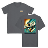 T-shirt featuring a graphic of a tennis player in action against a Miami skyline