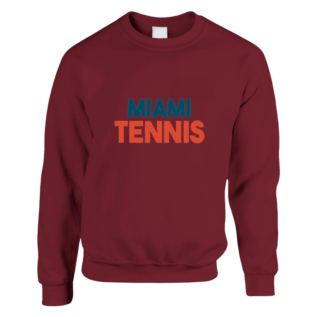 Unisex sweater with a retro Miami Tennis logo print