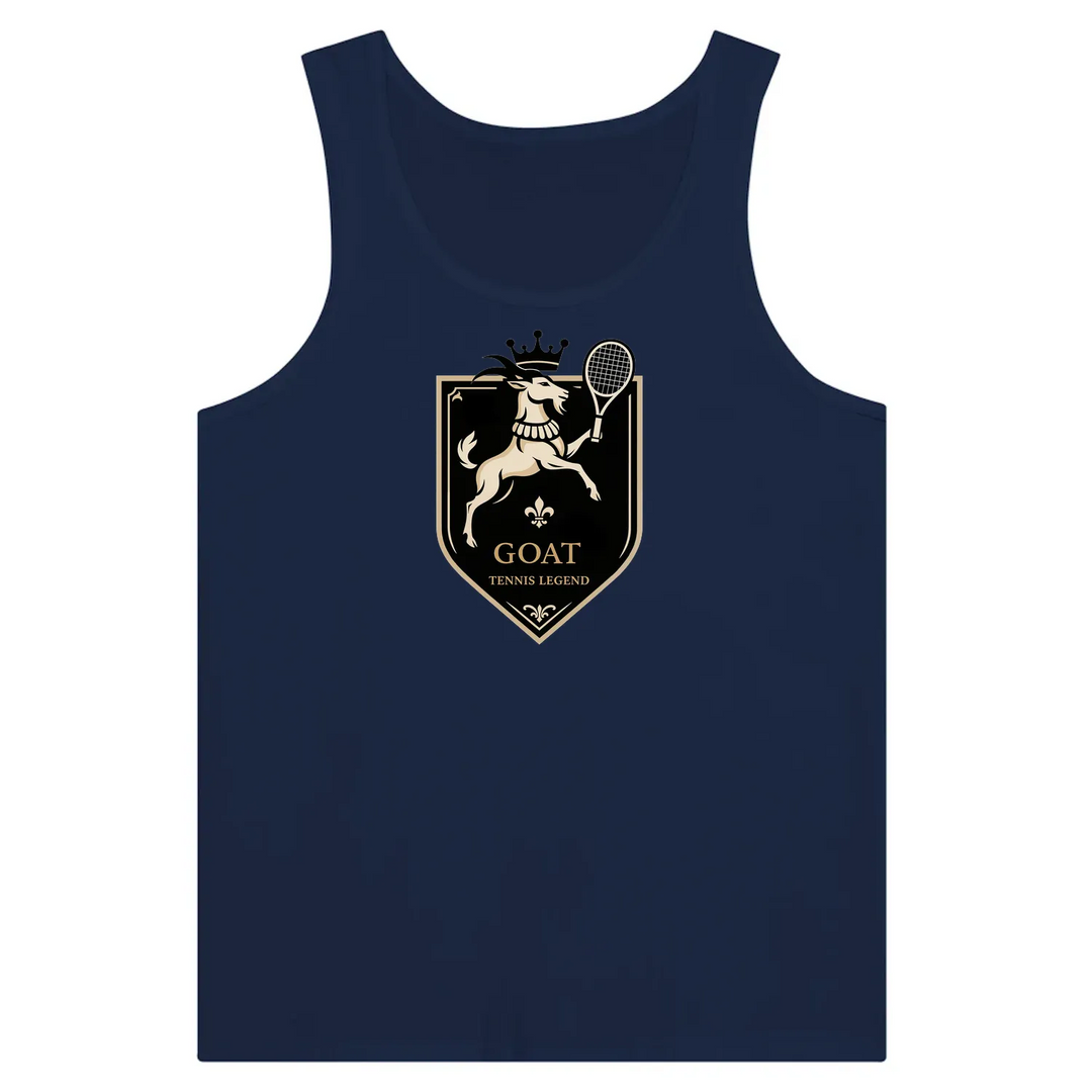 Tank top featuring a graphic of a tennis legend with GOAT lettering