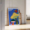 Green and yellow mushroom artwork in Yayoi Kusama style poster