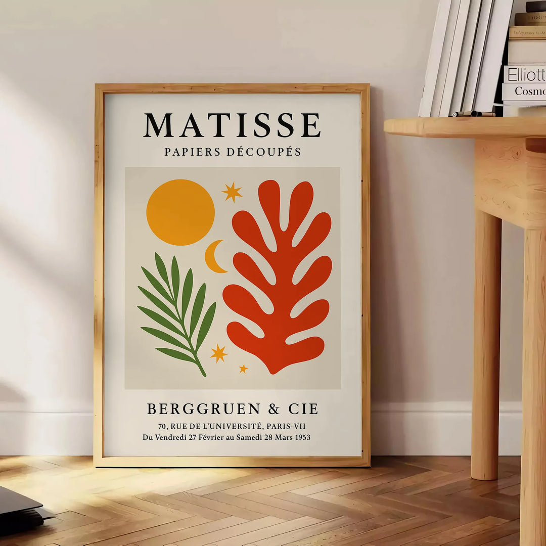 Poster con opera di Matisse in stile ritagli, forme verdi e arancioni