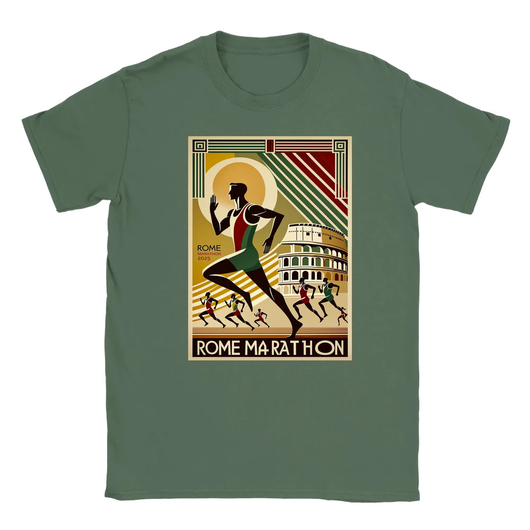 T-shirt med en grafisk design av Rom Marathon-logotypen