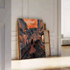 Montmartre Paris illustrated art poster in green and orange, vintage style
