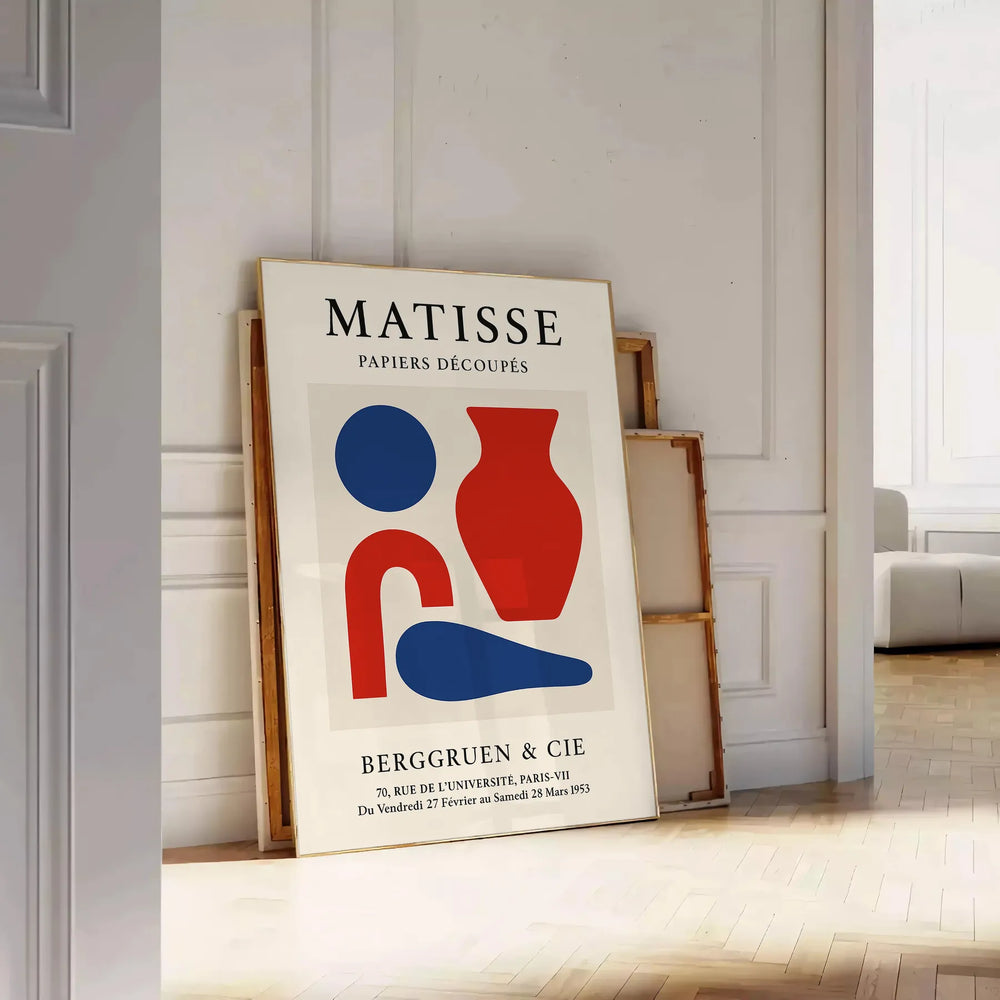 Poster showing Matisse cut-paper composition in white and gray tones