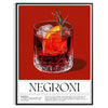Illustration of a Negroni cocktail with orange and red splashes