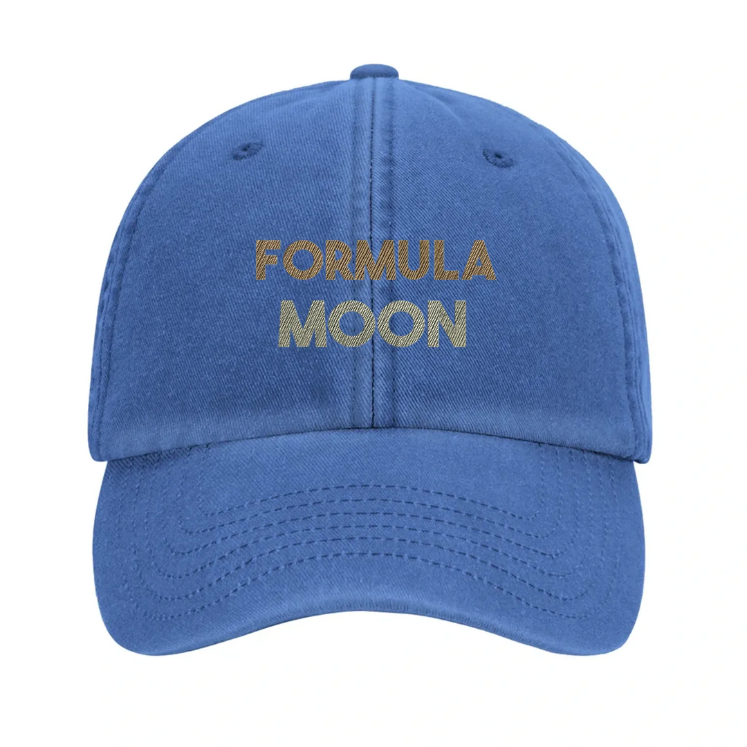 Cap featuring an embroidered Formula 1 Moon design in a vintage style