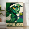 グレー と 緑 の キュビスム 風 Wimbledon ポスター 抽象 的 ラケット シルエット