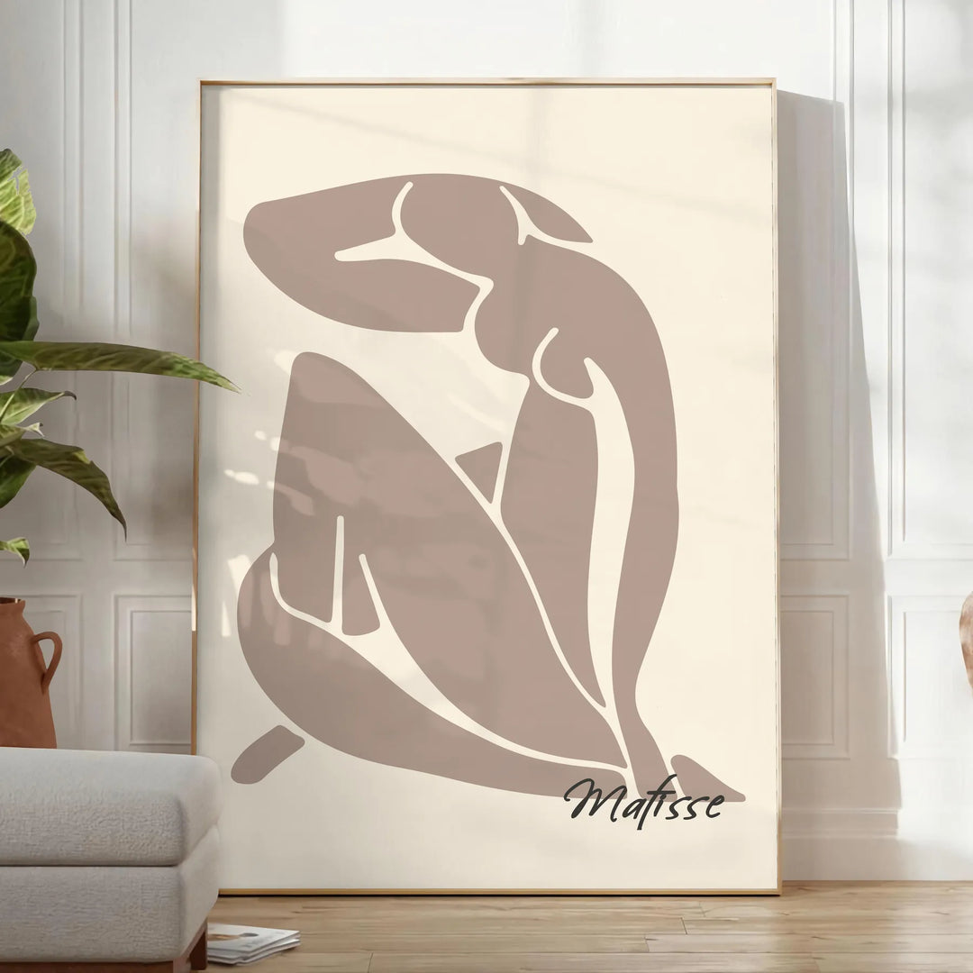 Matisse Blue Nude II in cut-out style featuring blue, orange, and green tones