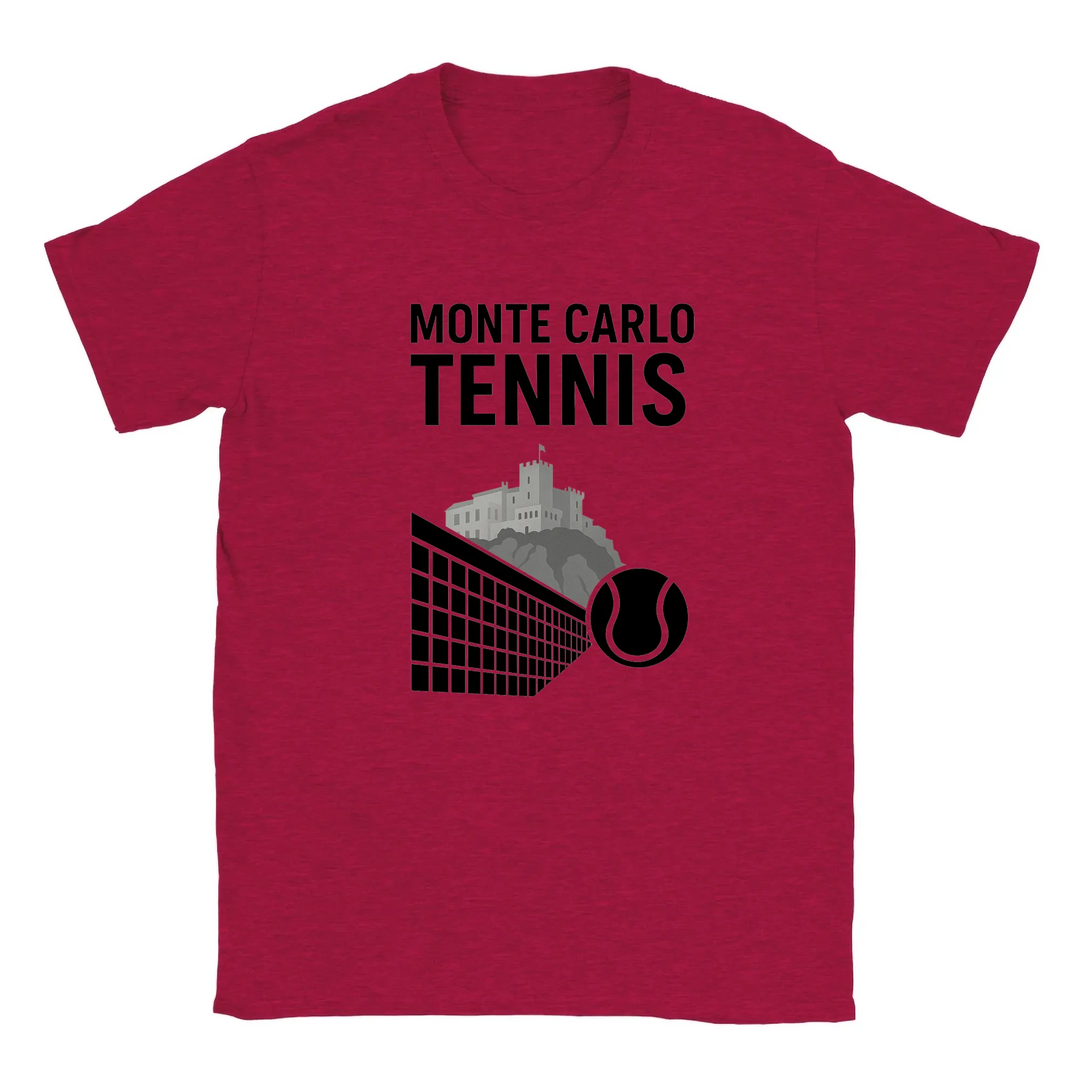 T-shirt featuring a graphic of a tennis player in action at Monte Carlo