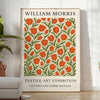 Gray and orange floral pattern in the style of William Morris