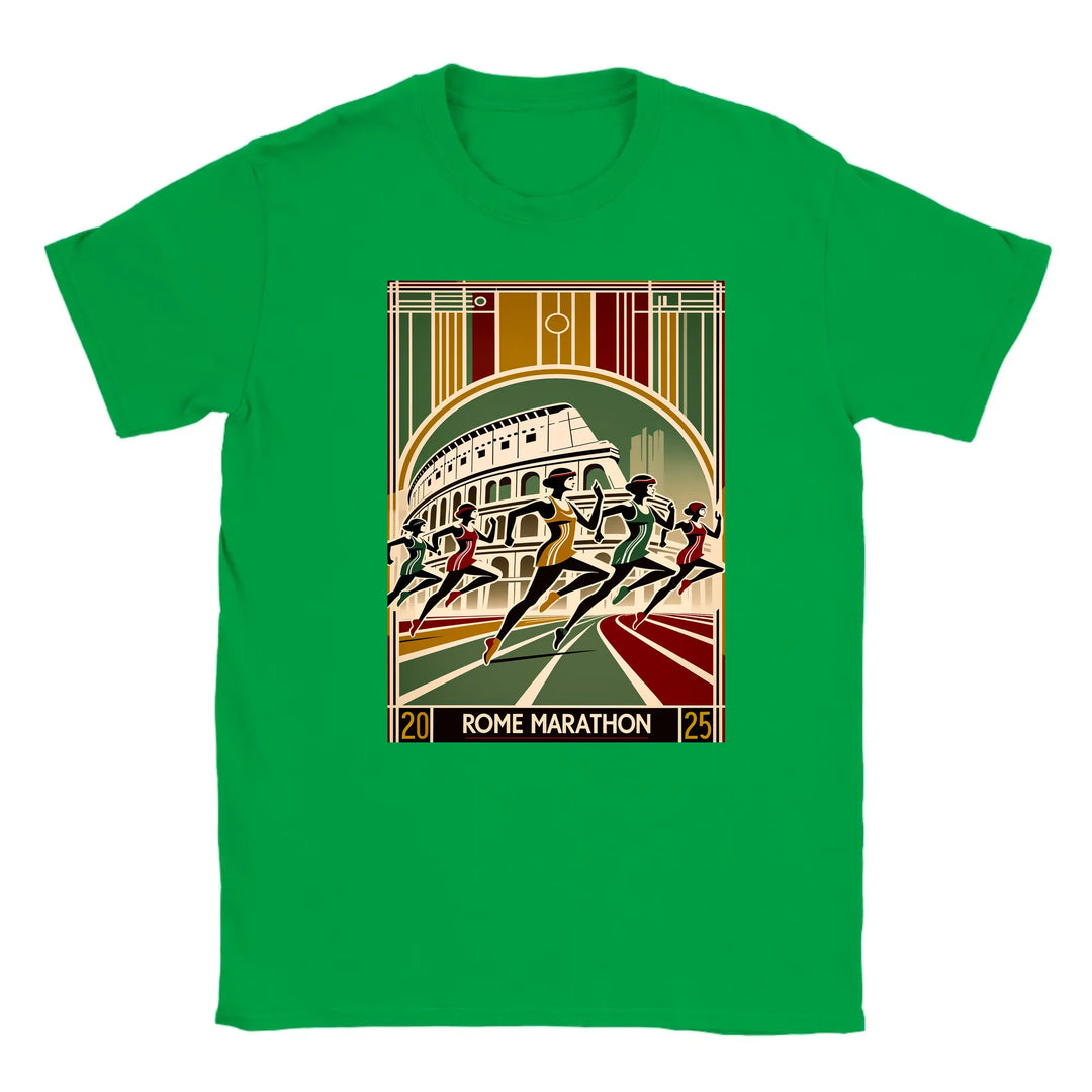 T-shirt featuring a graphic design inspired by the Rome Marathon