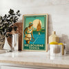 Melbourne tennis poster in brown and green, minimalist sport artwork