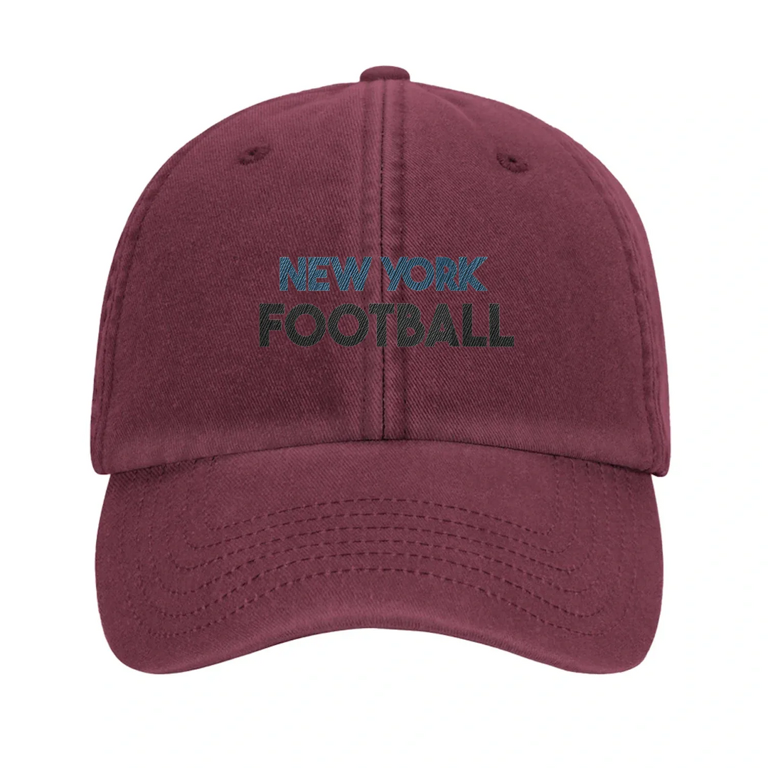 Embroidered cap featuring a vintage New York football logo