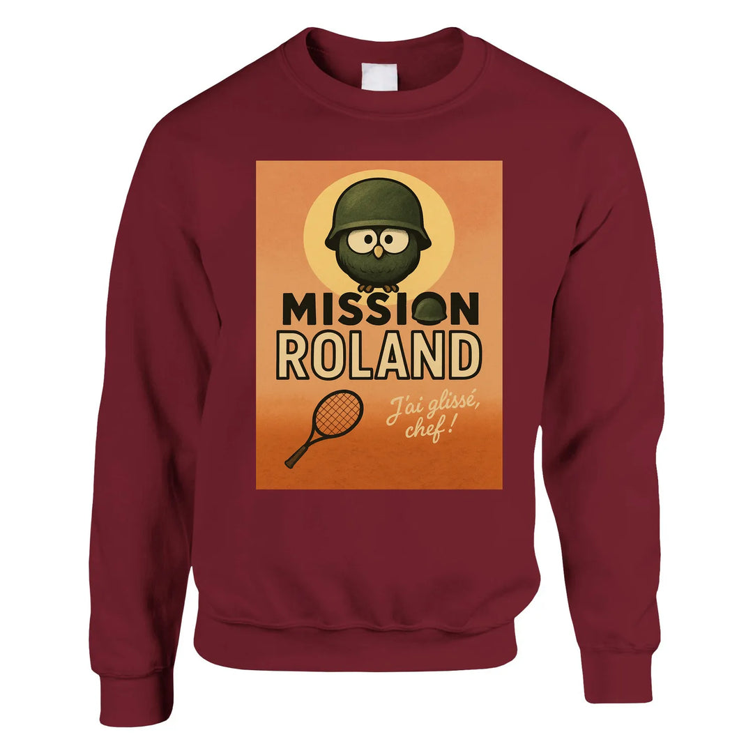 Unisex crewneck sweater featuring the Mission Roland Tennis logo in a sporty design
