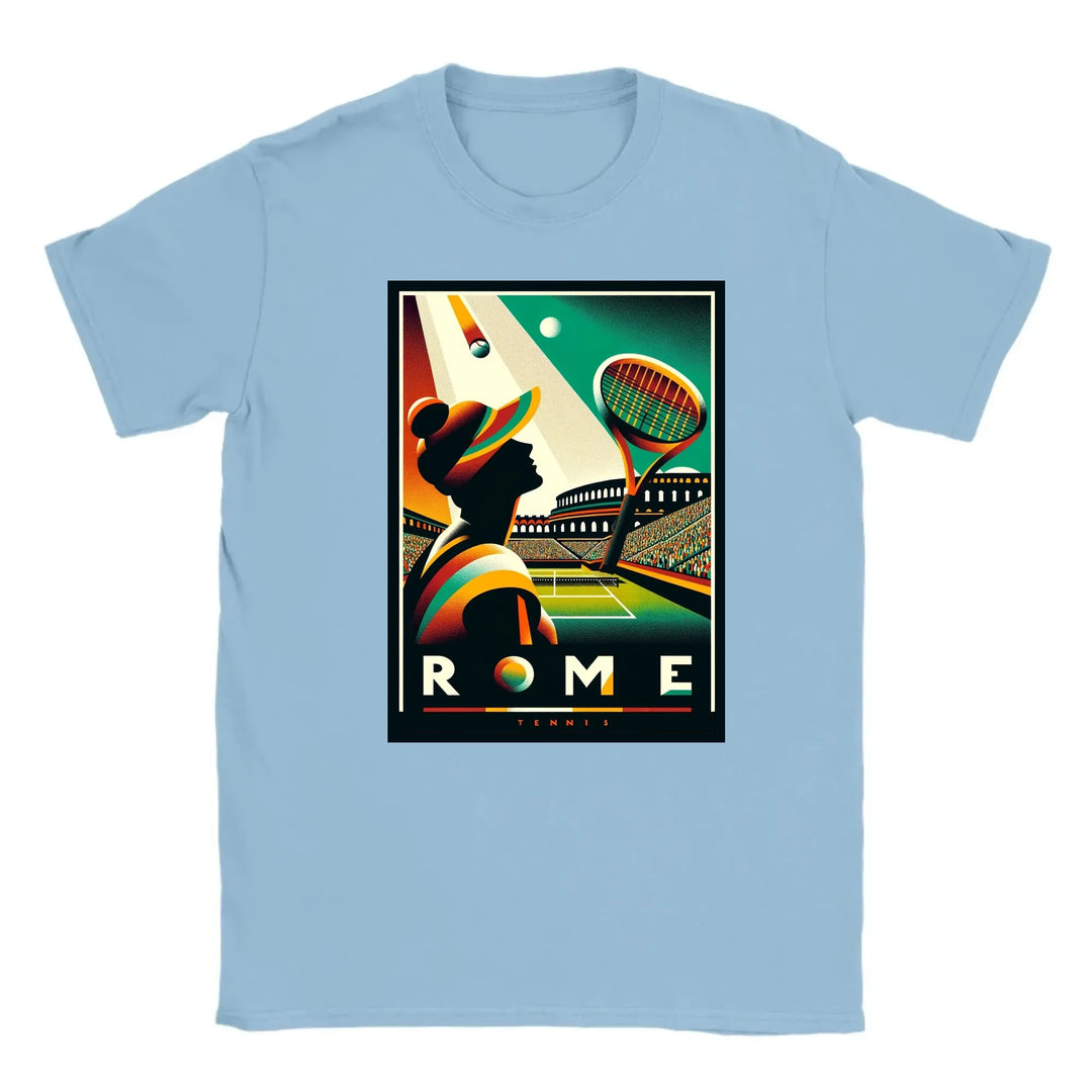 T-shirt featuring a graphic of a tennis player in action