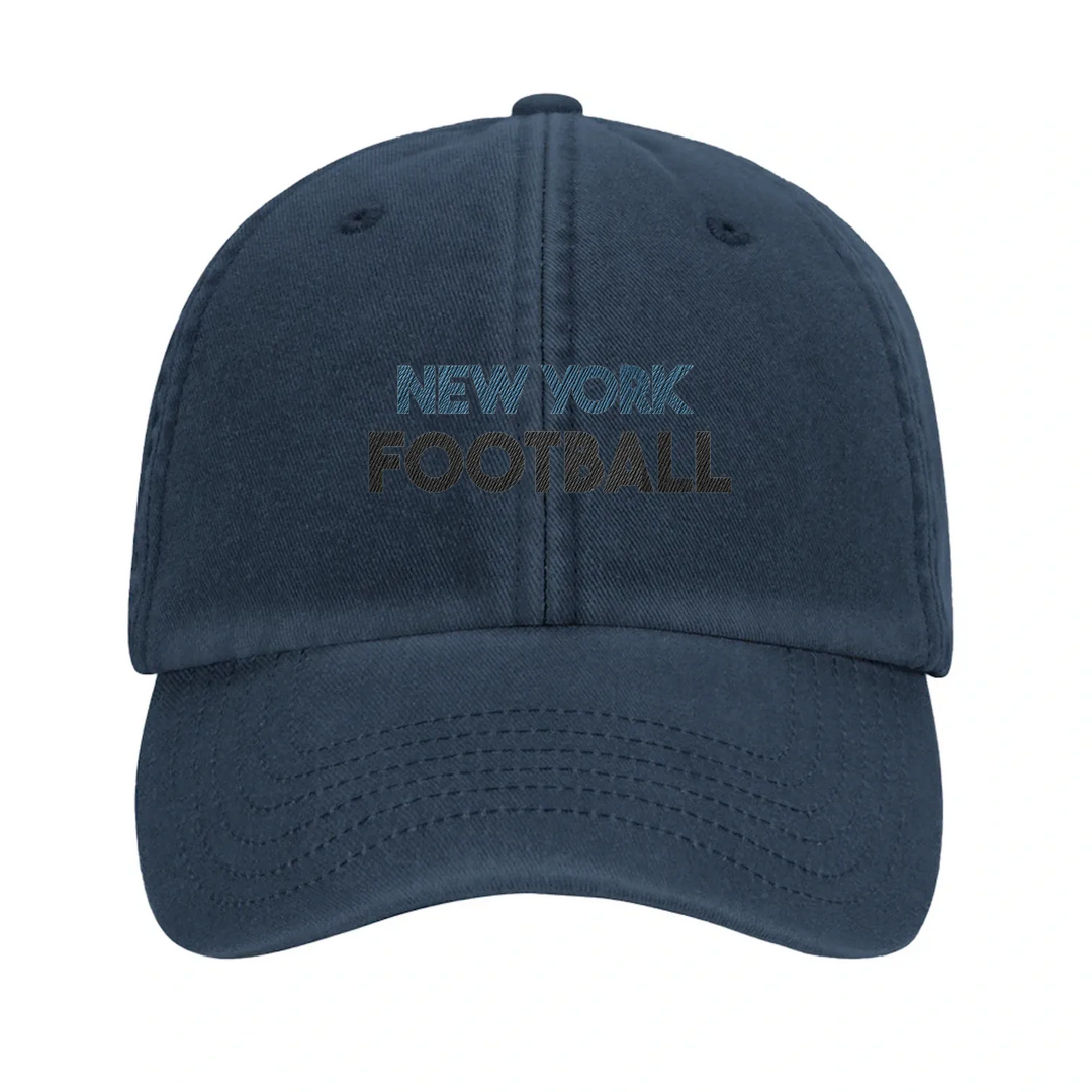 Embroidered cap featuring a vintage New York football logo
