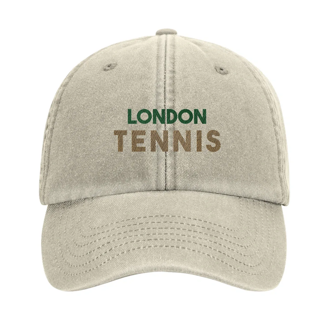 Embroidered cap featuring a vintage London Tennis logo design