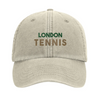 Embroidered cap featuring a vintage London Tennis logo design