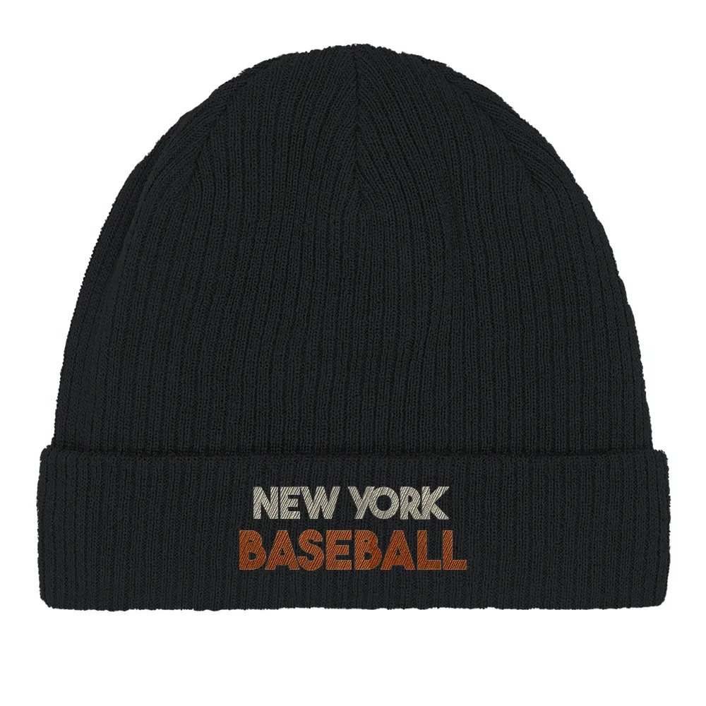Embroidered beanie featuring a New York Baseball 5 design