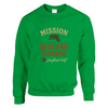 Crewneck sweater featuring a graphic of tennis elements with text 'Mission 2eme Semaine Tennis'