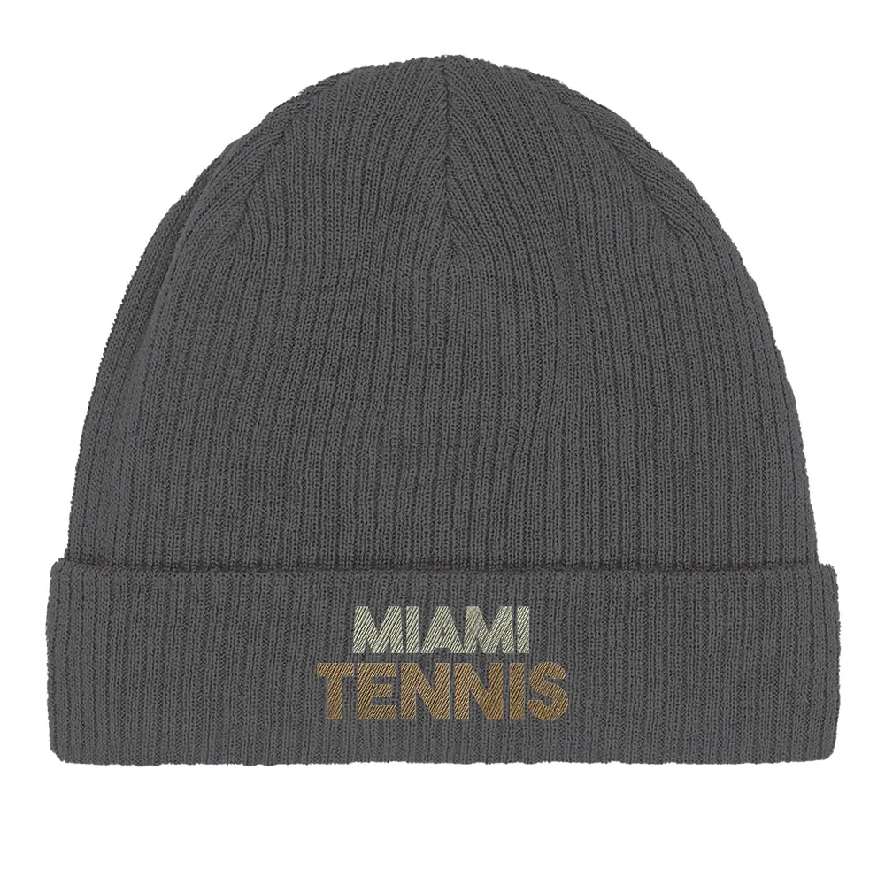 Embroidered beanie with Miami Tennis 2 logo design