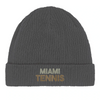 Embroidered beanie with Miami Tennis 2 logo design