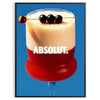 Vintage cocktail illustration featuring brown and blue tones - in a black frame