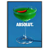 Poster of abstract cocktail artwork in brown and green tones, modern - in a black frame