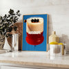 Vintage cocktail illustration featuring brown and blue tones - styled on a counter with eucalyptus and a bowl of lemons