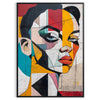 Abstract representation of a woman in green and blue tones - in a black frame