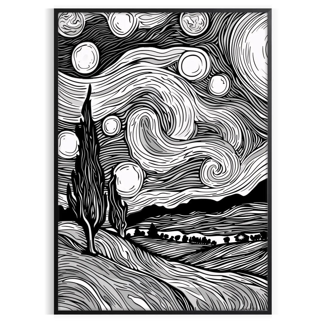 Abstract black and gray line art with flowing, minimalist shapes