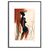 Abstract woman art poster in black and orange minimalist style - in a black frame