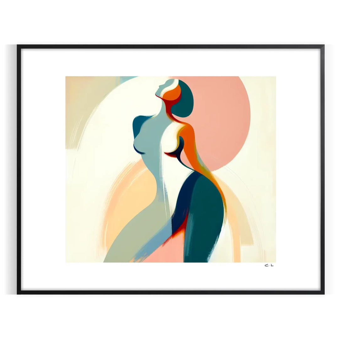 Abstract woman poster in bold orange and red graphic style