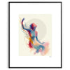 Abstract woman artwork in orange, gray and red tones, modern poster - in a black frame