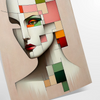 Abstract geometrical human poster in red and green, minimalist artwork - as a rolled, unframed print