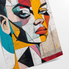 Abstract representation of a woman in green and blue tones - as a rolled, unframed print