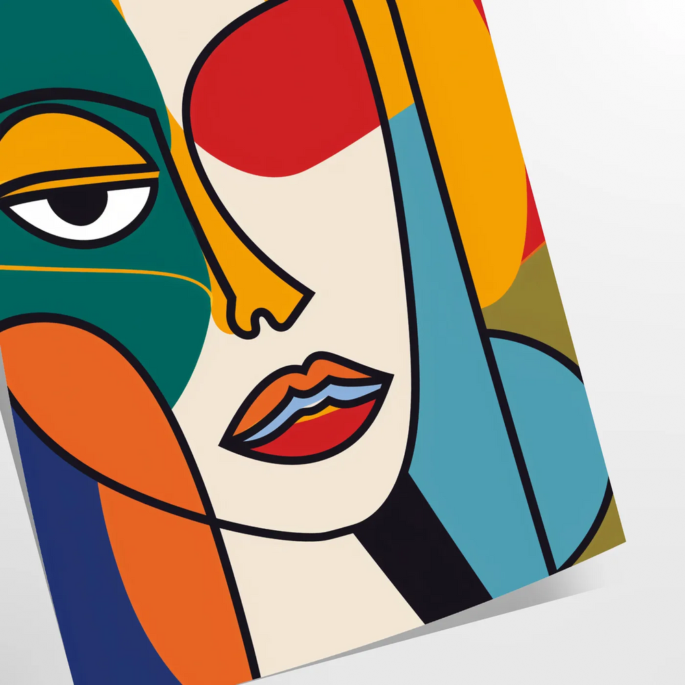 Orange and red abstract woman poster, modern expressive artwork for wall