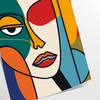 Poster mulher abstrata em laranja e vermelho, obra moderna expressiva para parede - como impressão enrolada, sem moldura