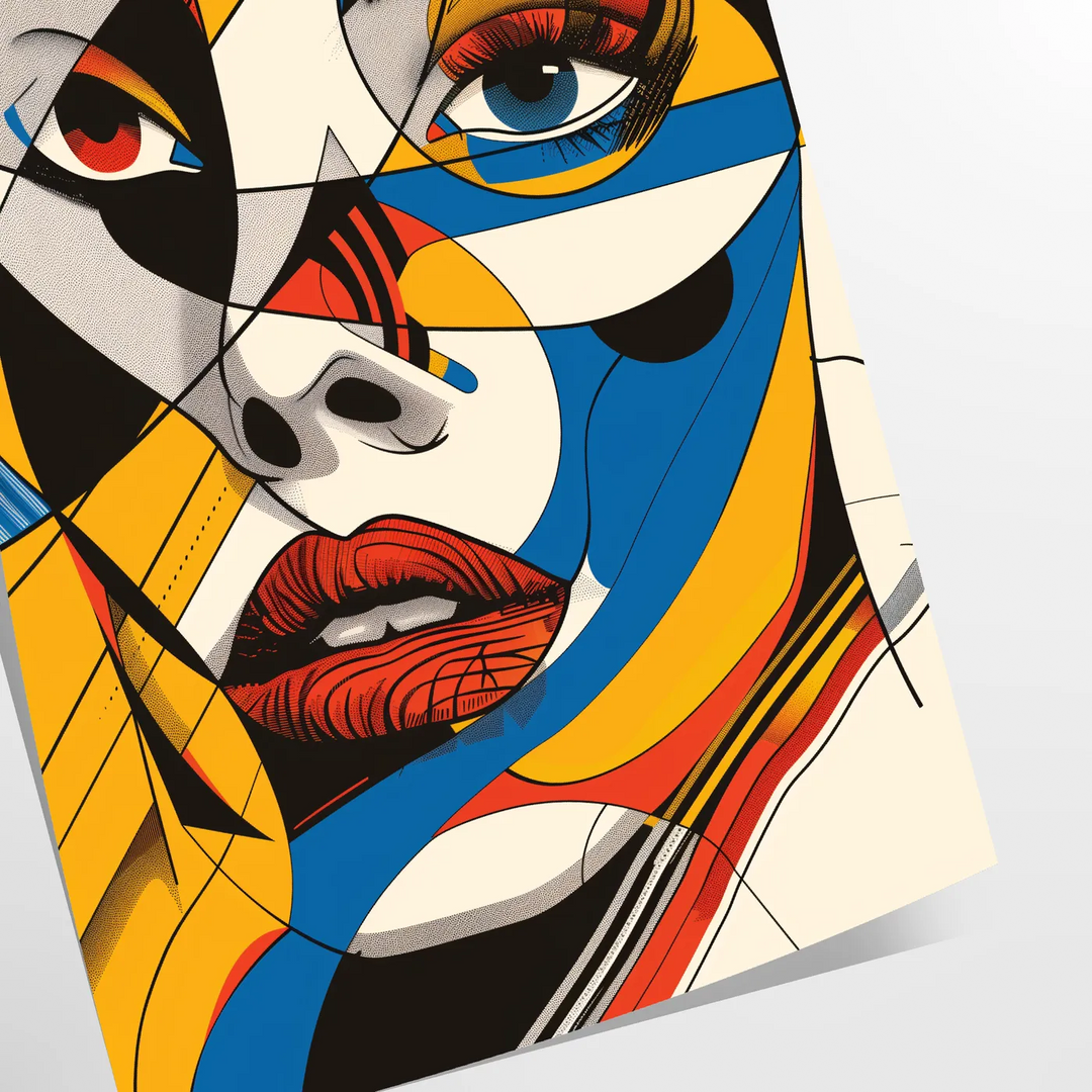 Abstract woman poster in bold black and orange, contemporary minimalist portrait - as a rolled, unframed print