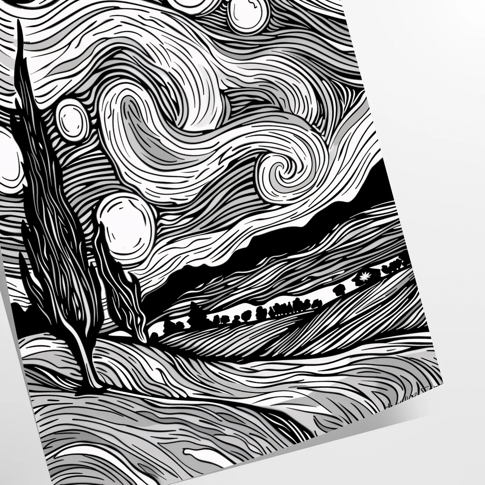 Abstract black and gray line art with flowing, minimalist shapes