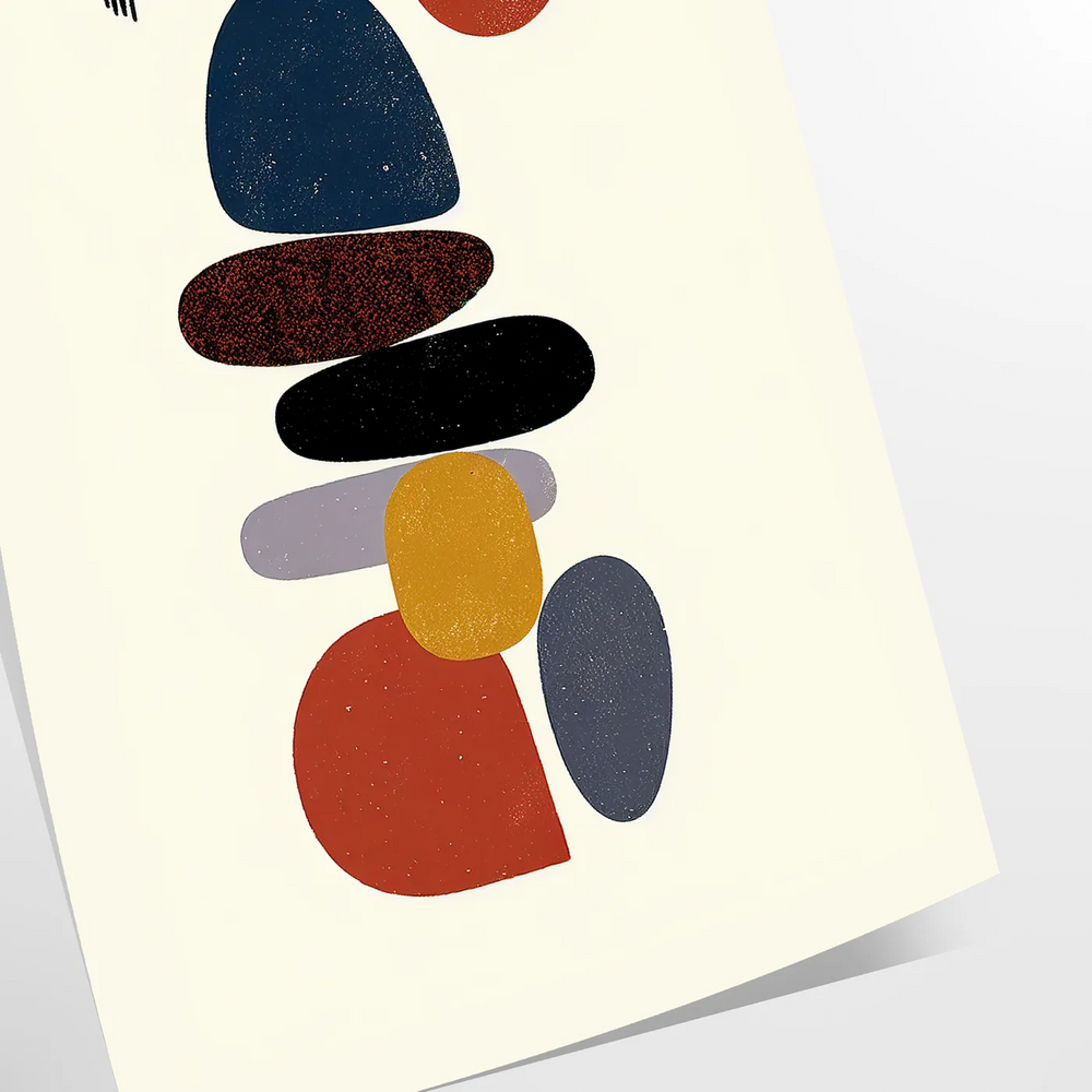 Minimalist Scandinavian abstract poster with orange and white geometric shapes