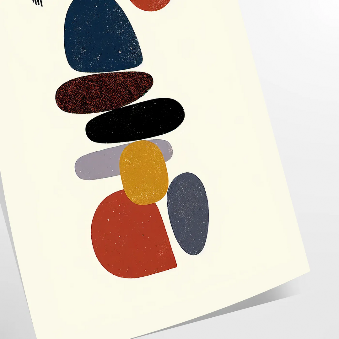 Minimalist Scandinavian abstract poster with orange and white geometric shapes - as a rolled, unframed print